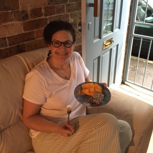Yes, that is a breakfast of mango and lamington.